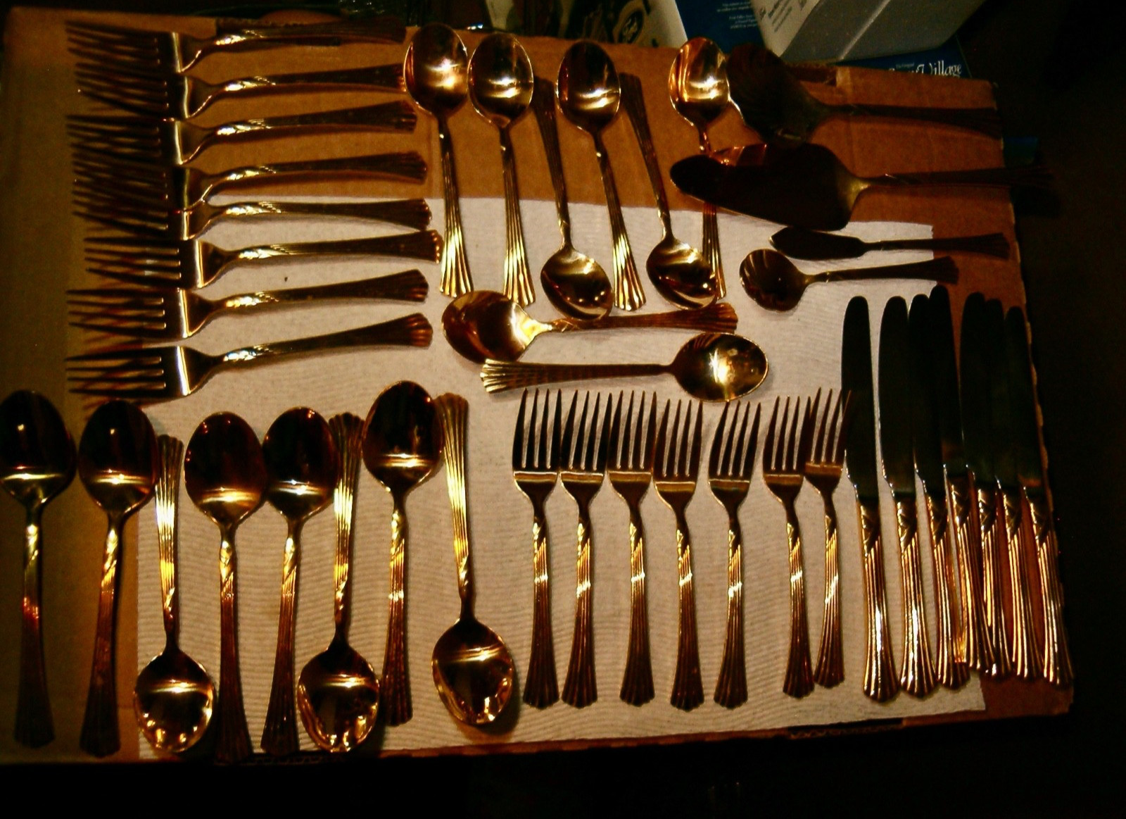 Farberware Gold Electroplate Flatware Chambord 42 Pieces Spoons Forks Knives +++ gallery