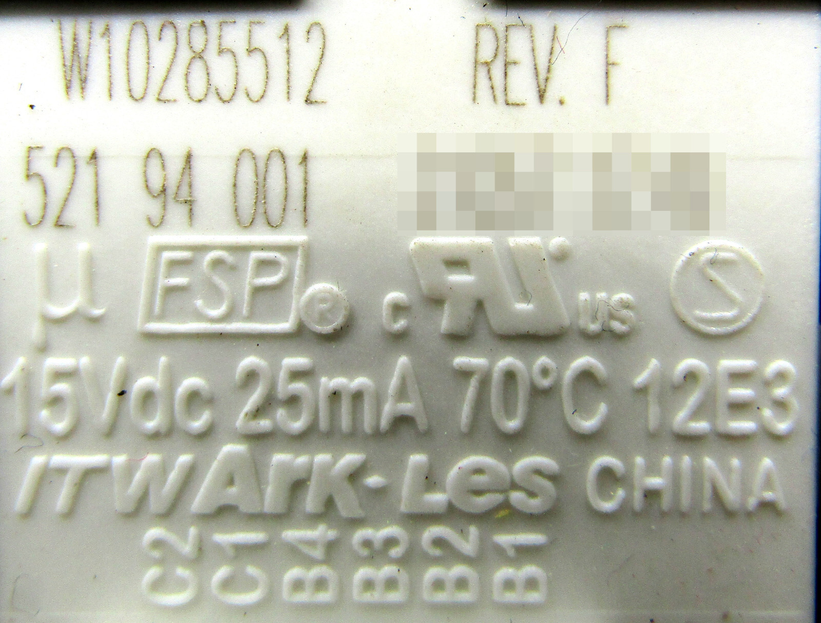 W10285512 RevF | WHIRLPOOL WASHER SWITCH ***FREE 1 YEAR WARRANTY*** BLK/WHT gallery