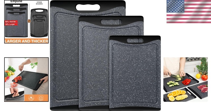 Durable Dishwasher Safe Cutting Boards - 3 Sizes with Juice Grooves - Dark Grey gallery