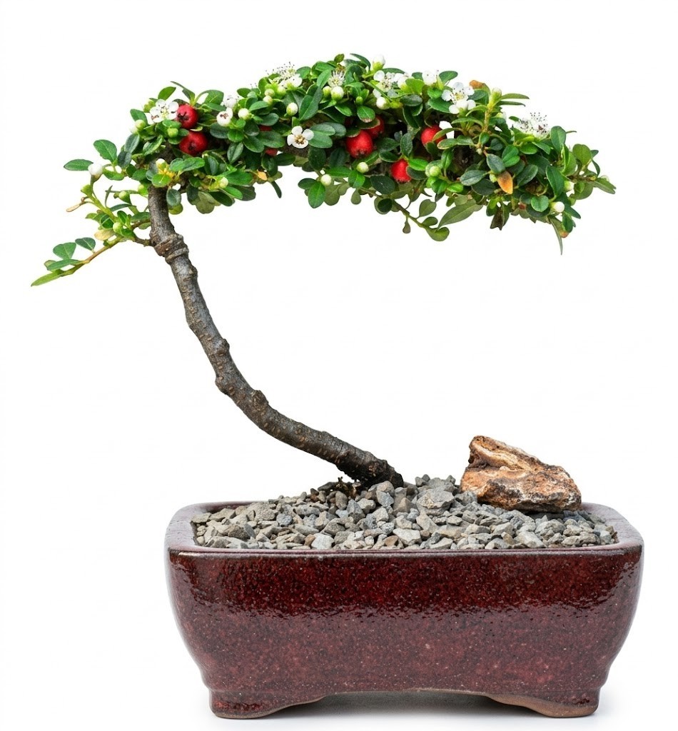 Live 7 Yr Old Evergreen Cotoneaster Bonsai Tree Flowering Fruit Outdoor 7"H gallery