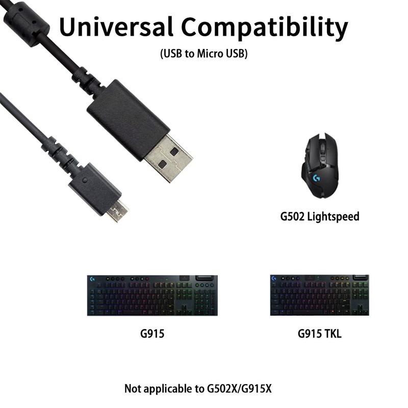 NoirVogel USB Charging Cable Data Line Replacement for Logitech G502 Lightspeed gallery
