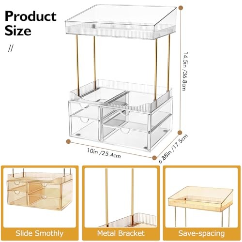 4 Drawers Makeup Organizer - 4 Tier Makeup Storage, Cosmetics Organiser, Clear gallery