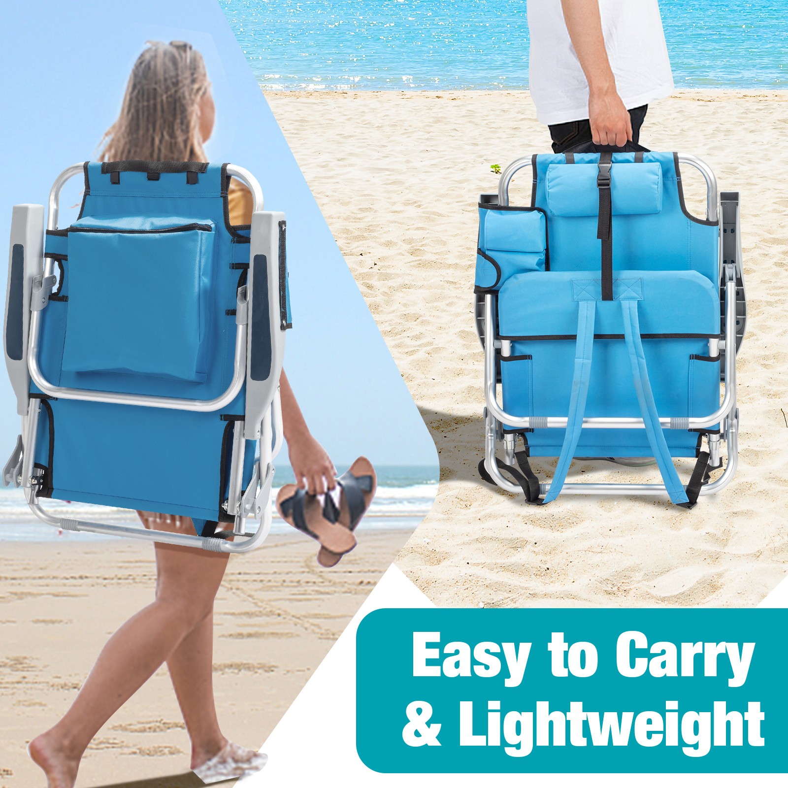 Backpack Beach Camping Chair Sleep Bed, Folding Heavy Duty , Aluminum gallery