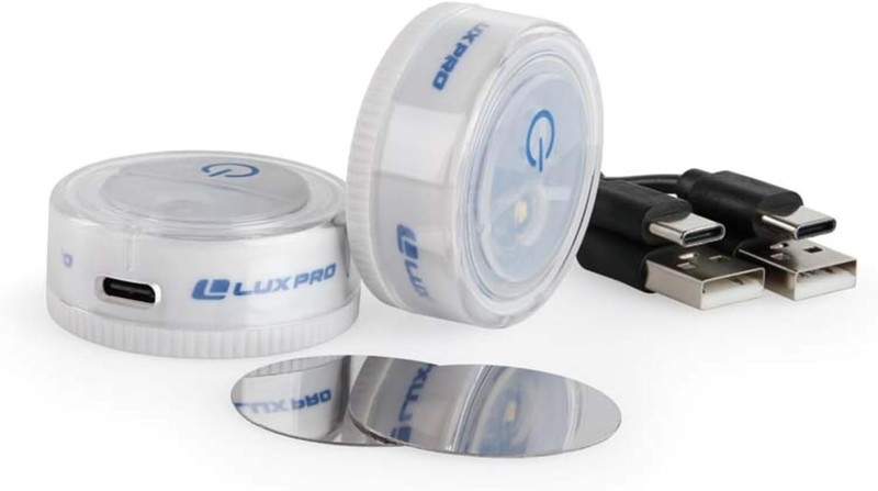 LUXPRO Waterproof Micro LED Rechargeable Puck Lights - Mini Puck Lights - 2 Pack gallery