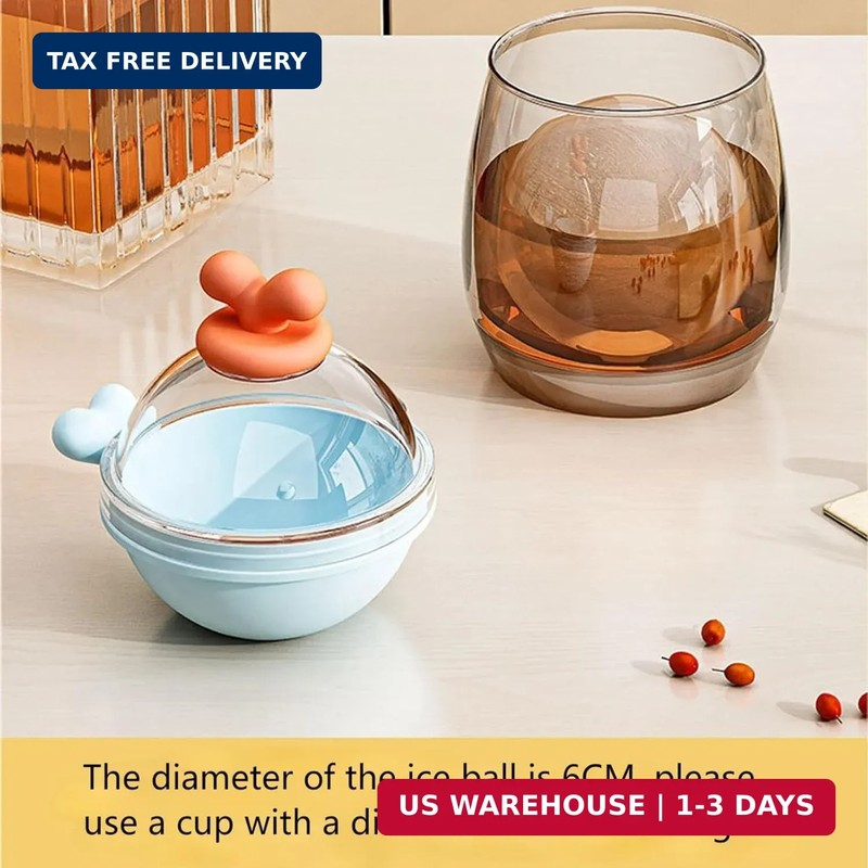 4pcs Ice Cube Mold Ball Boxes with Lid, 2.36in Diameter Large Sphere Ice Maker f gallery
