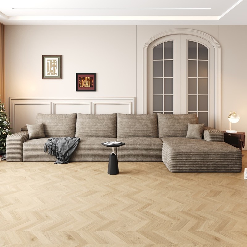 135" L Shape Sectional Cloud Couch with Right Facing Chaise Boneless Plush Sofa gallery