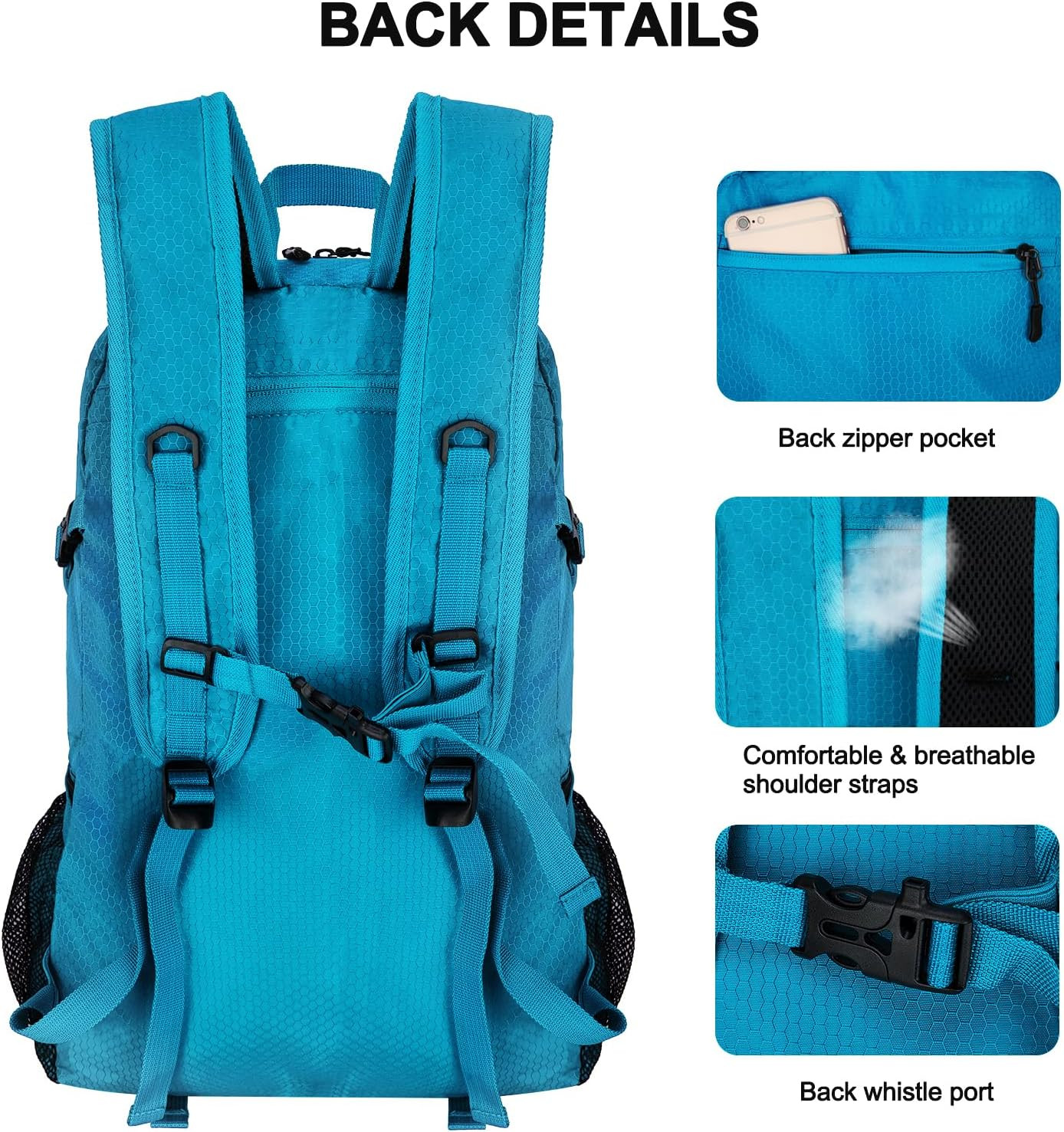 45L Hiking Backpack Lightweight Foldable, Waterproof Camping Backpack with Rain 4
