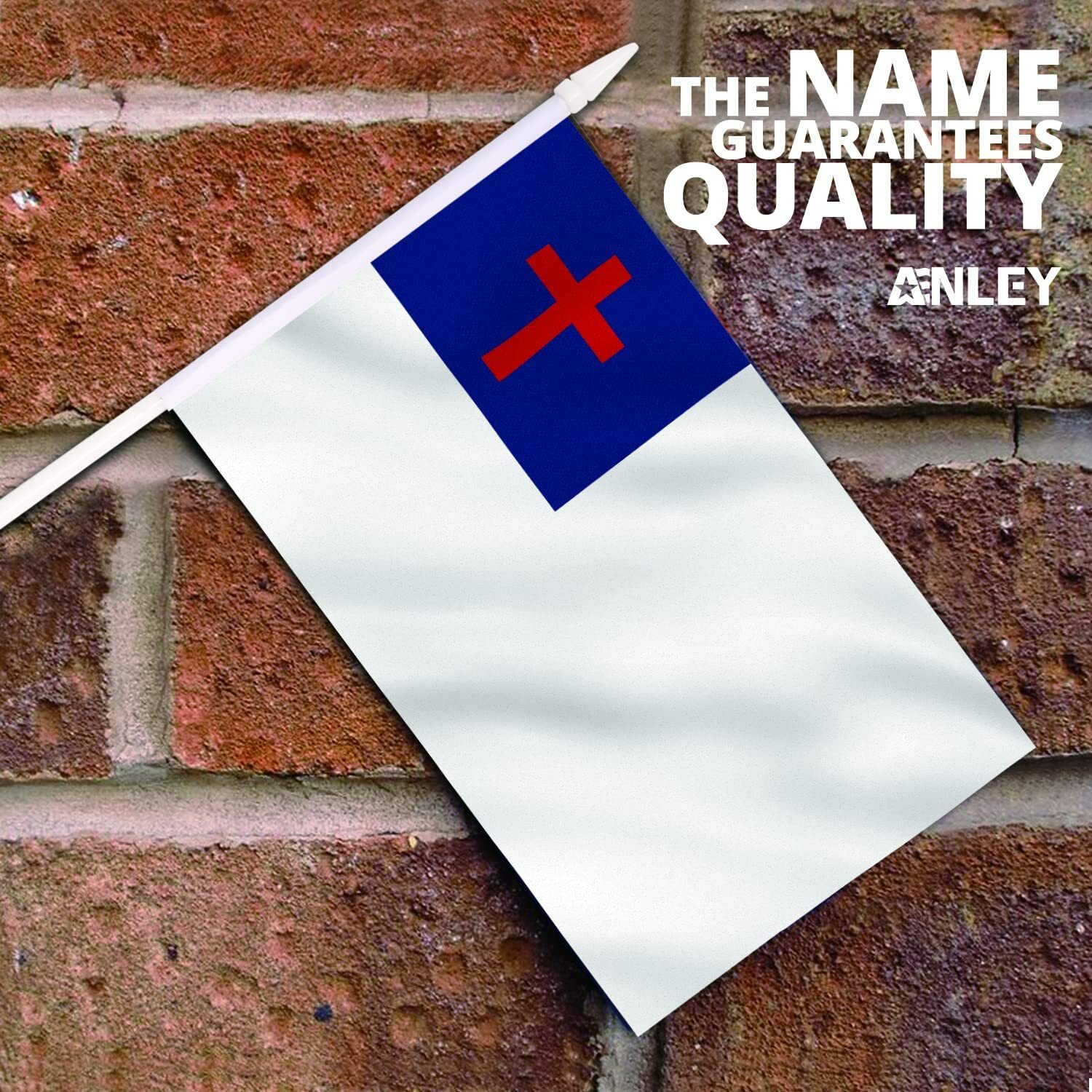 Anley Christian Mini Flag 12 Pack - Hand Held Small Miniature Christian Flags gallery