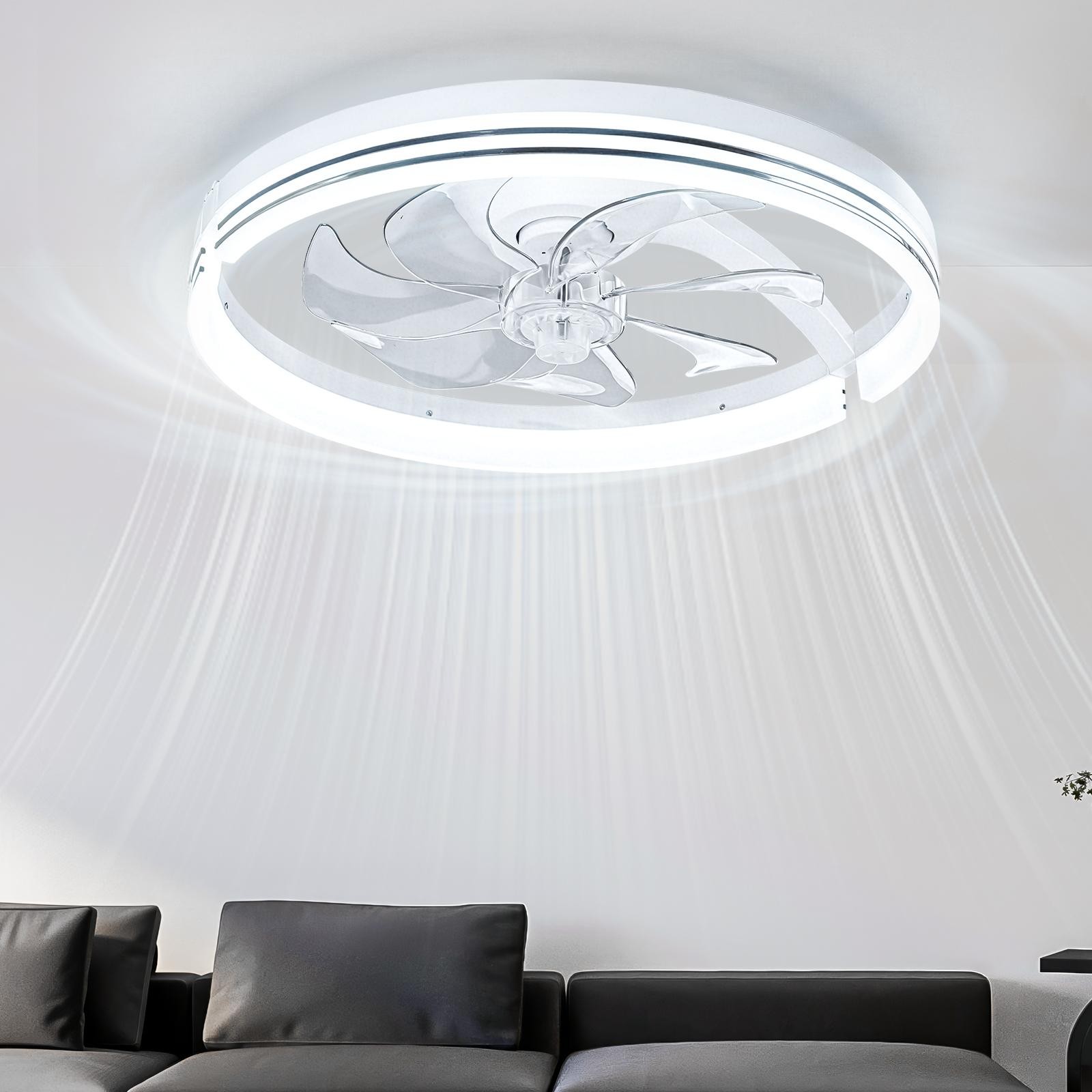 Flush Mount LED Ceiling Fans with Lights Remote & APP Cortorl Ceiling Fan Light gallery
