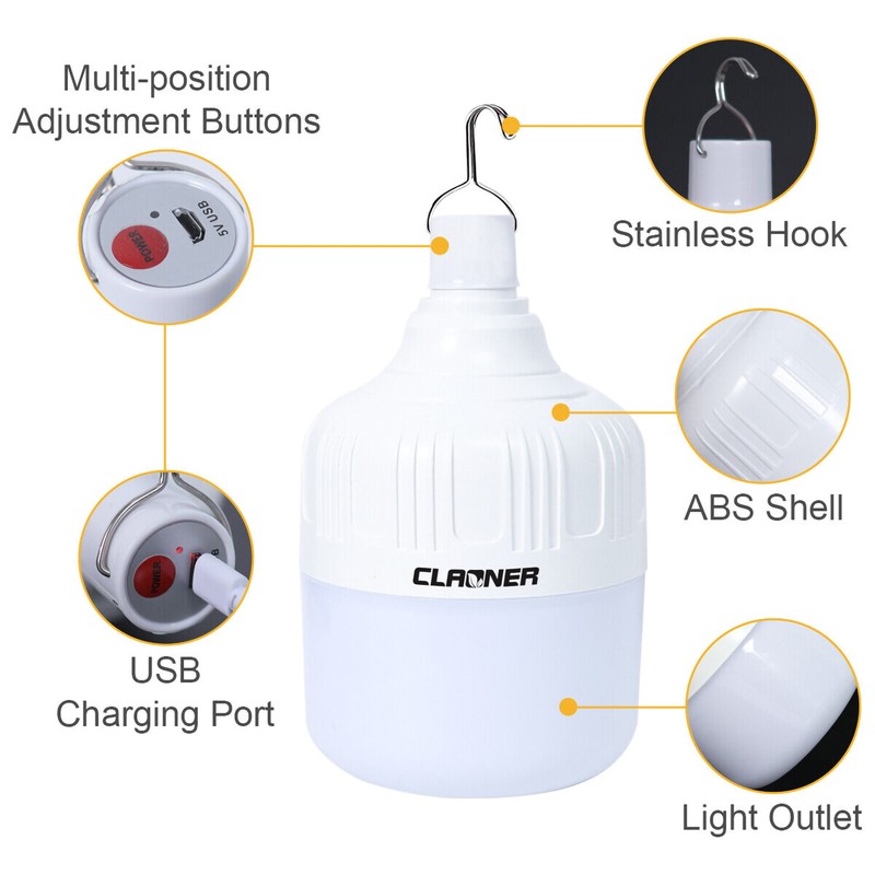 2Pack Emergency Lights USB Rechargeable Bulbs Equivalent 2200mAh Battery Backup gallery