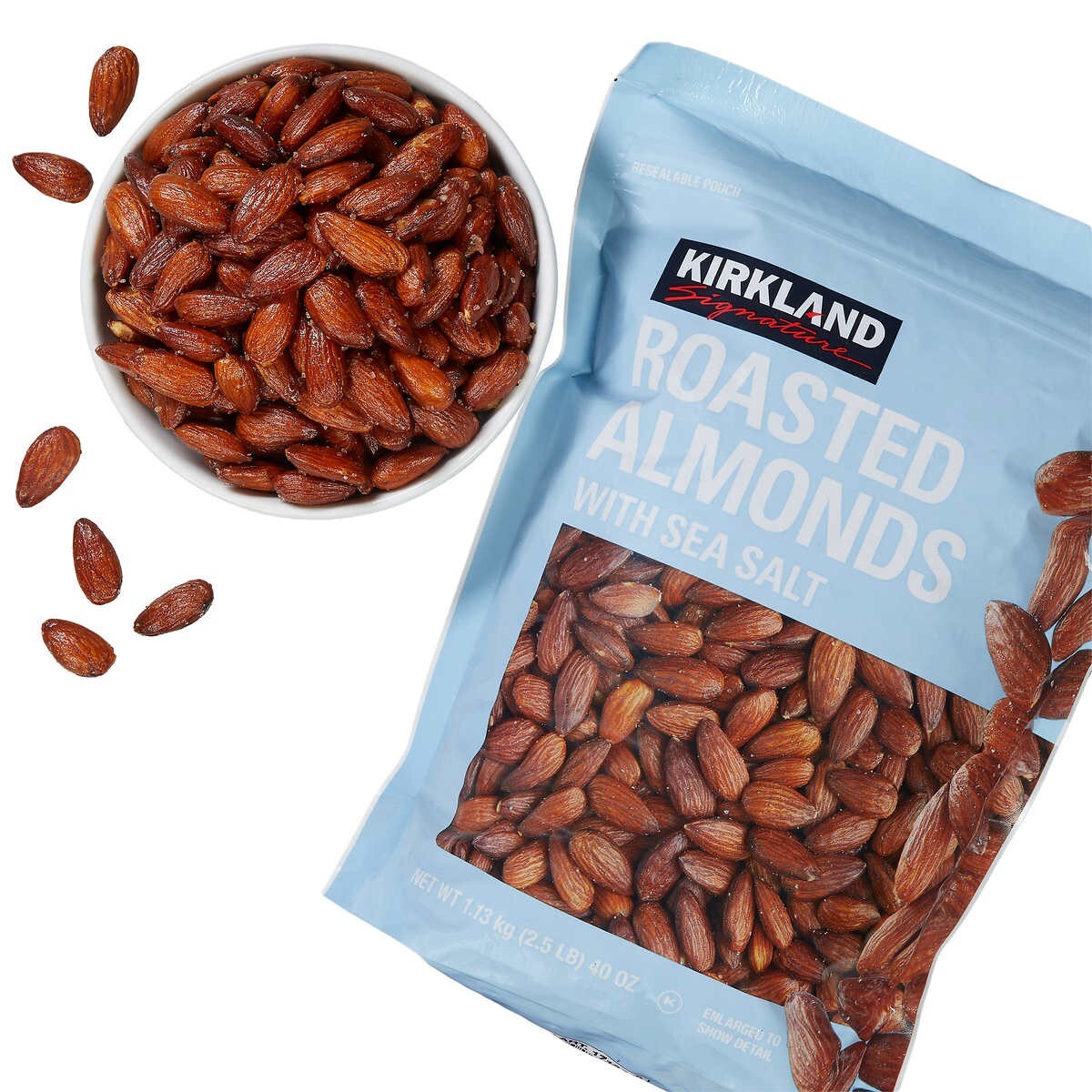 Kirkland Signature Roasted Almonds With Sea Salt, 2.5 lbs gallery