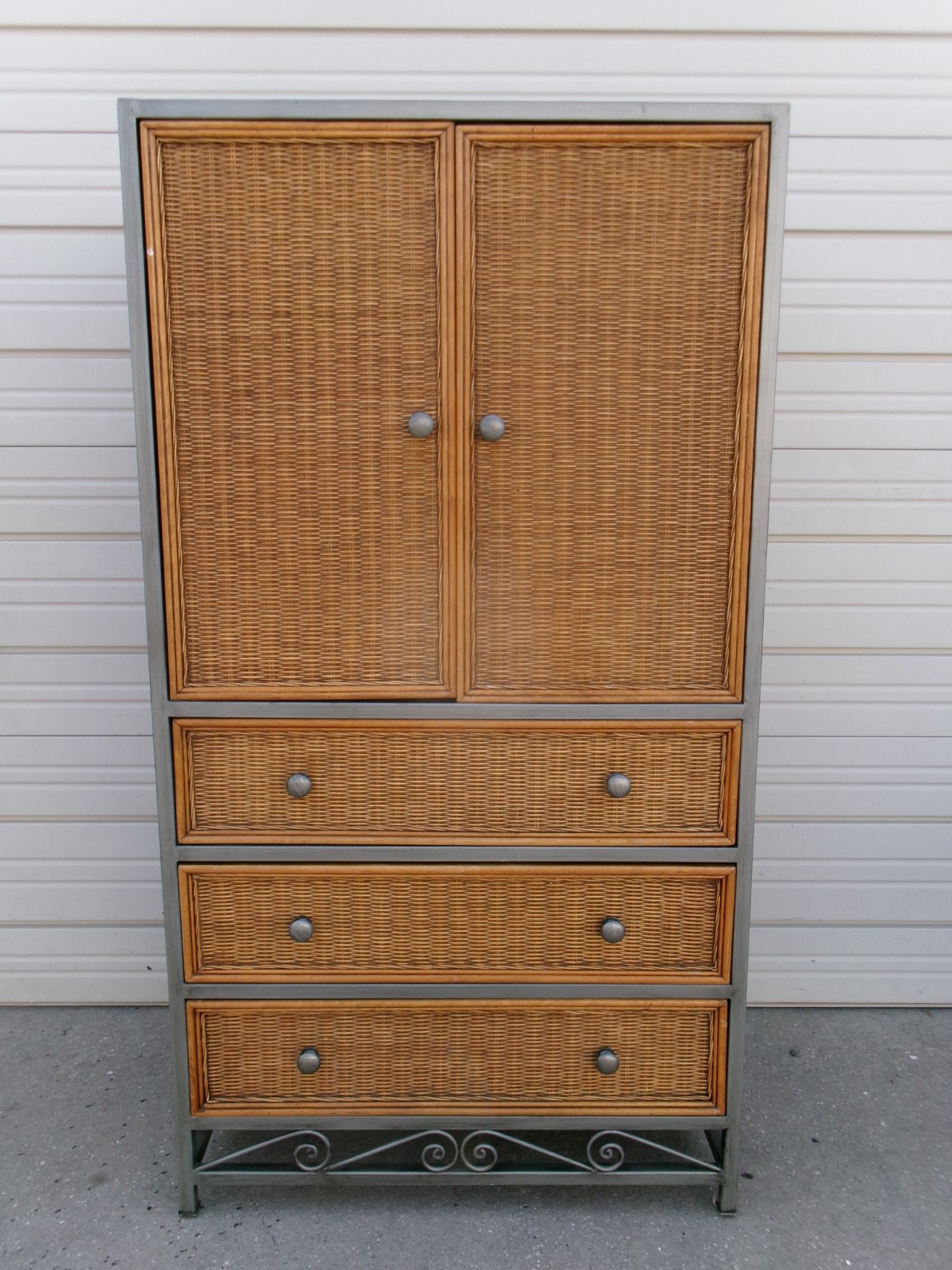 Armoire Pier 1 One Miranda Wicker Rattan Silver Imports TV entertainment Cabinet gallery
