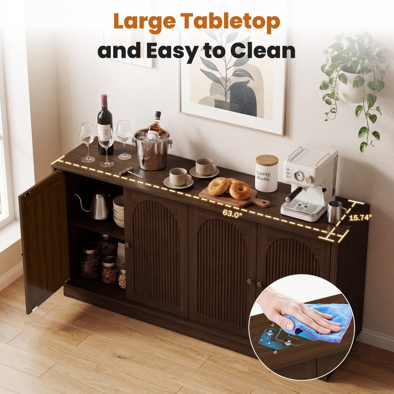 Sideboard Buffet Cabinet with Storage, Modern Accent Cabinet with Arched Doors gallery