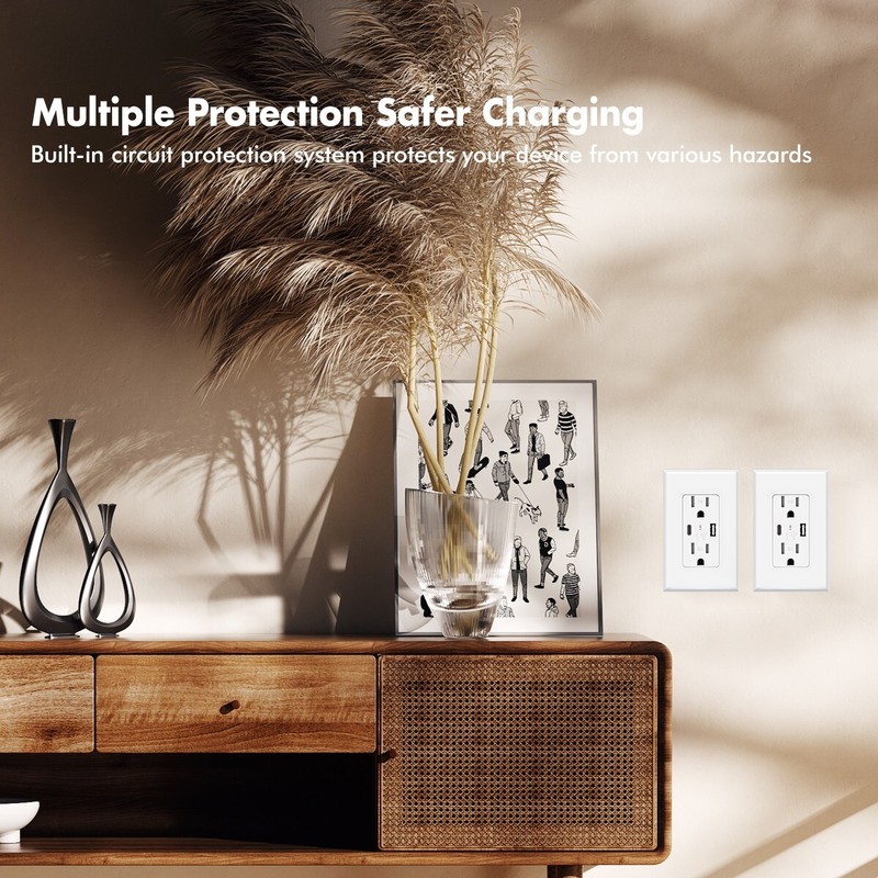 10Pack USB Type C Wall Outlet Duplex Receptacle 15A, Smart 4.8A Quick Charging gallery