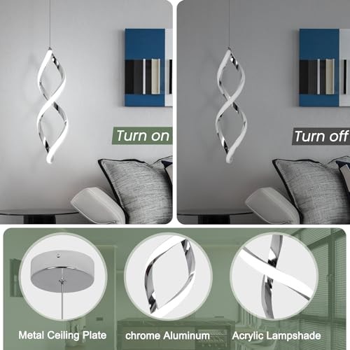 Modern Pendant Lights Kitchen Island,16W Cold White Led Pendant Light Chrome gallery