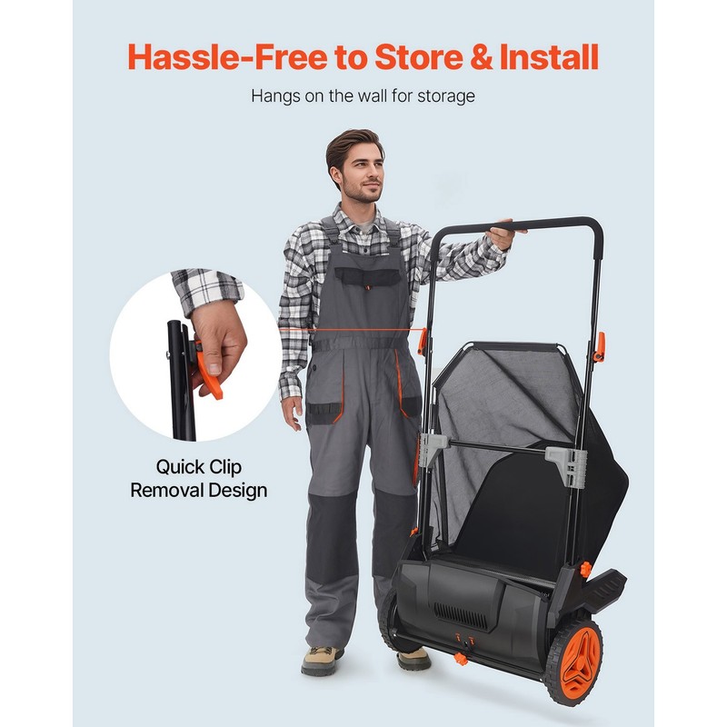 VEVOR Lawn Sweeper Push Leaf Grass Collector 21" 3.5 Cu. Ft. Capacity Adjustable gallery