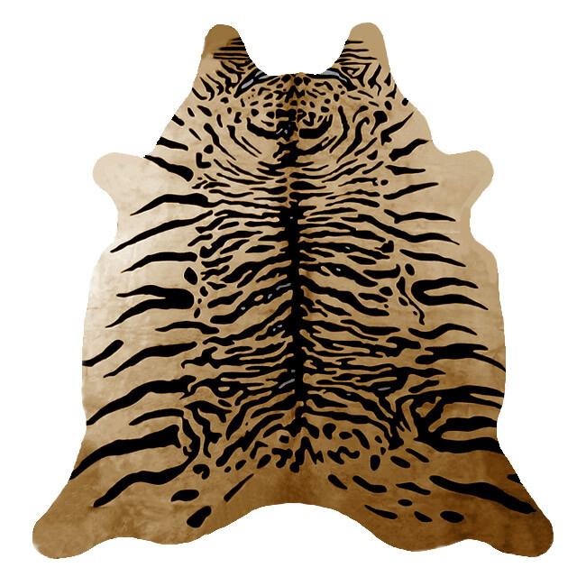 8x7 Ft. Real Cowhide Rug BENGAL TIGER print printed natural Cow Hide zebra brown gallery