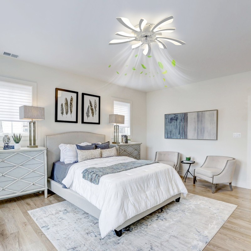 Flush Mount Bladeless Ceiling Fan Light, APP Remote Control, Dimmable withMemory gallery