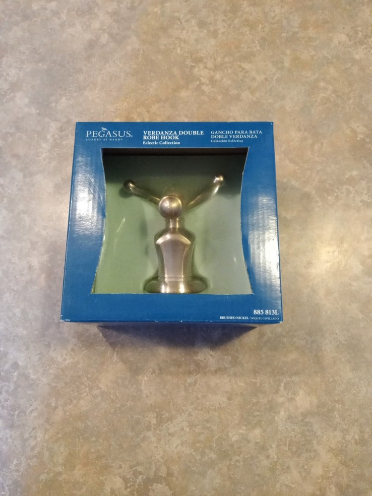 Pegasus Verdanza Double Robe Hook Brush Nickel #885 813L