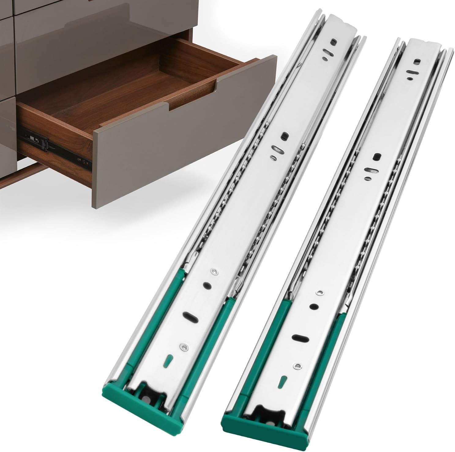 10 Pairs 20" Soft Close Drawer Slides Heavy Duty Side Mount Cabinet Rails 100lbs gallery