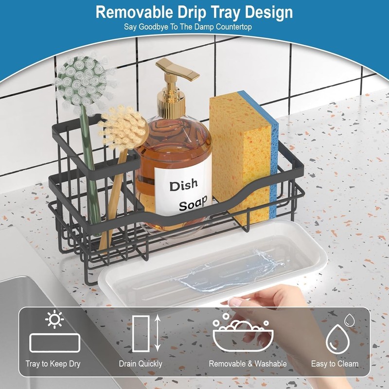 Stainless Steel Kitchen Sponge Caddy - Rustproof with Quick Drain Design gallery