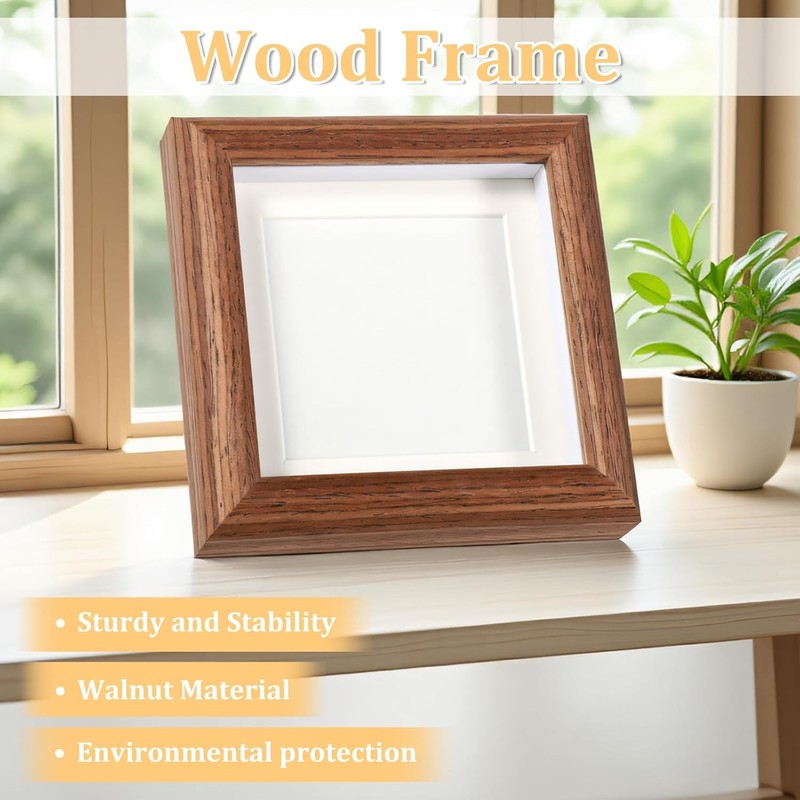 4x4 Solid Wood Shadow Box Frame – Display Photos, Medals, Awards & Memorabilia gallery