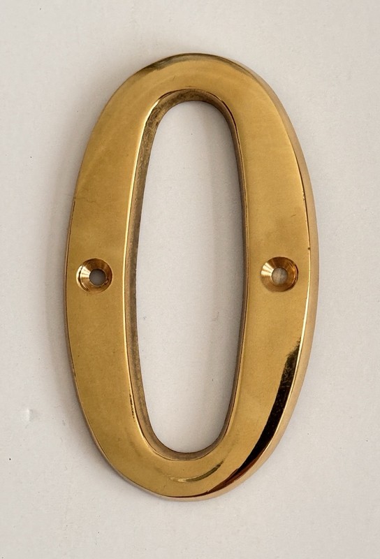 Solid Brass Lacquered 4" House Numbers 0 2 3 or 6 Your Choice gallery