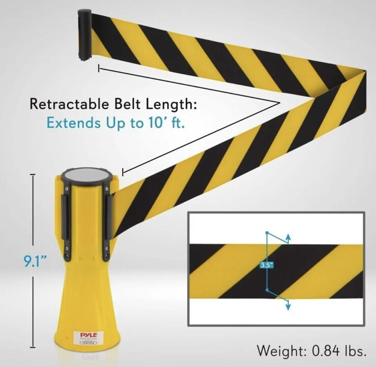 Pyle PCNTP16 Retractable Traffic Cone Hazard Warning Emergency Belt Barrier gallery