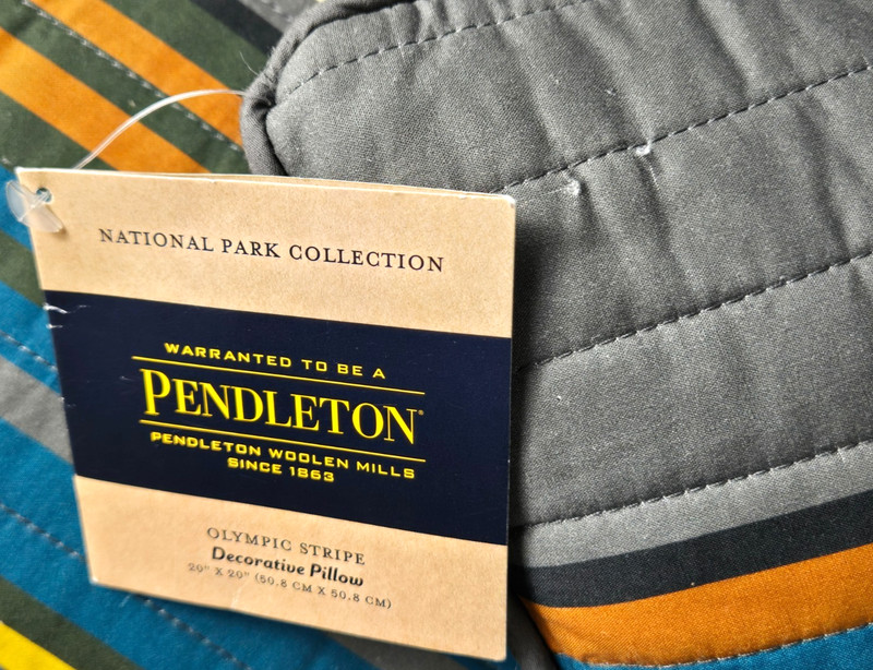 Pair Pendleton Olympic Stripe pillows National Park Collection w Duck Down New gallery