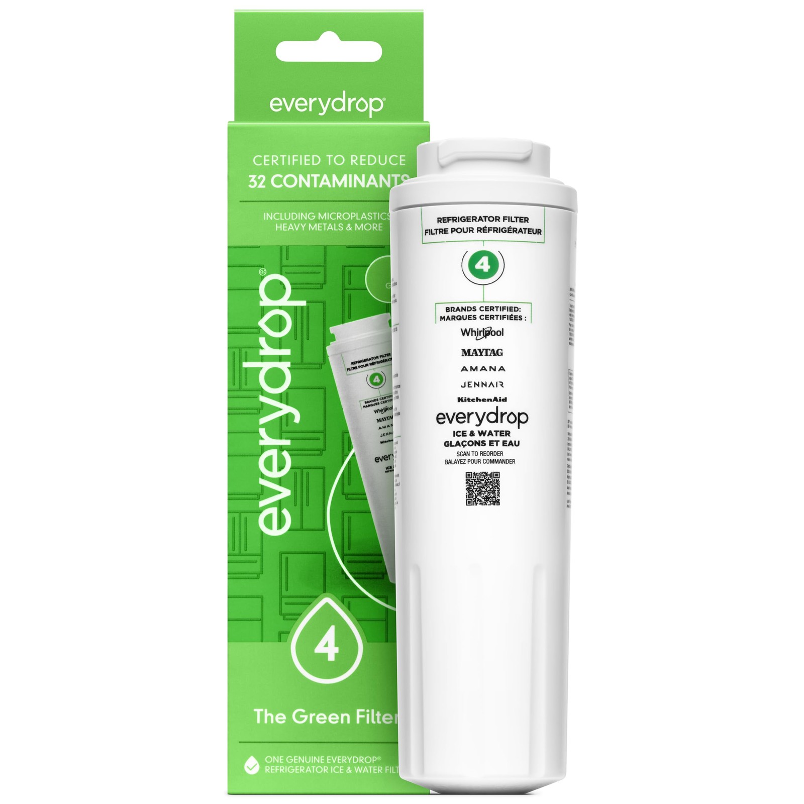 everydrop® by Whirlpool Ice and Water Refrigerator Filter 4, EDR4RXD1, Single-Pa gallery