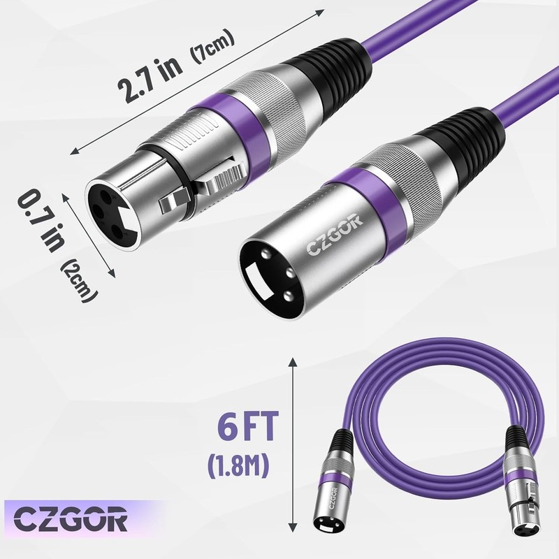 XLR to XLR Cables 6ft 10 Pack, DMX Cable 3-Pin Microphone Male Female Cables gallery