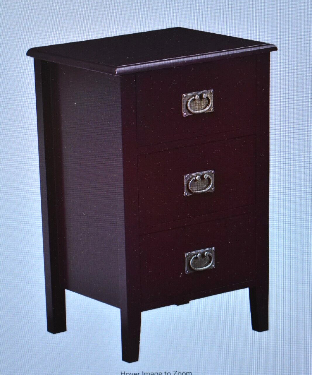 Vecelo 23" Nightstand End Side Table Bedroom Living Room 3 Drawer Rustic Brown gallery