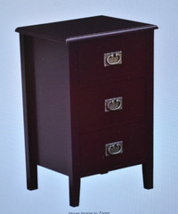 Vecelo 23″ Nightstand End Side Table Bedroom Living Room 3 Drawer Rustic Brown