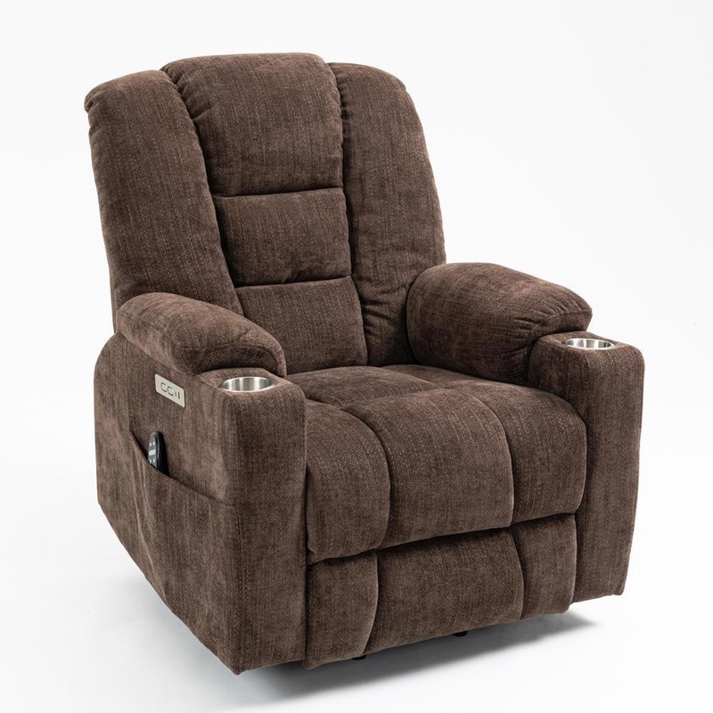 High-quality Chenille Fabric Large Overstuffed Wide Power Lift Recliner Chair gallery