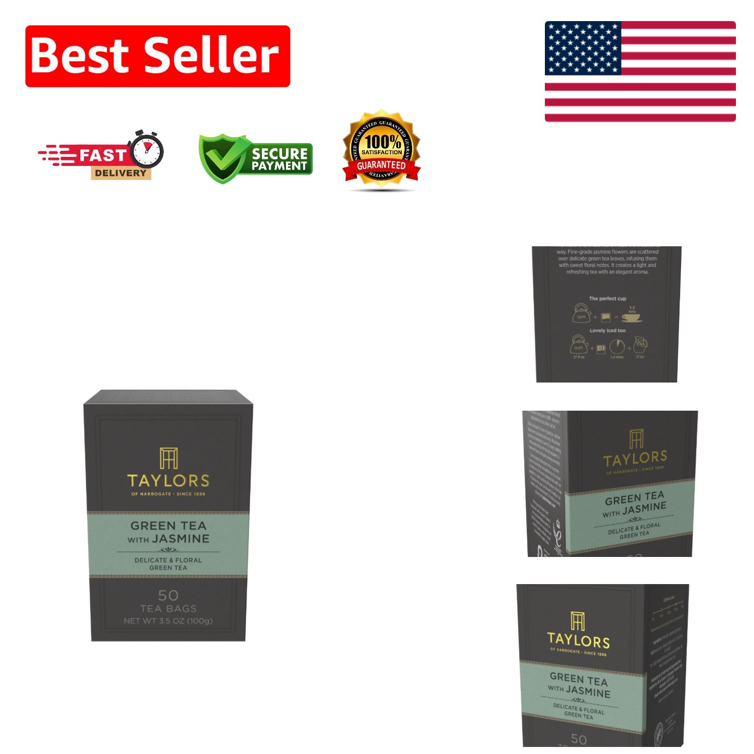 50 Count Jasmine Infused Green Tea Bags - Sweet & Floral Caffeinated Blend gallery