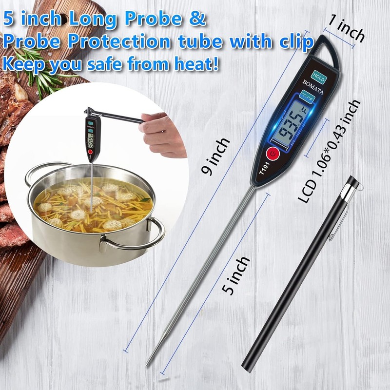 2-Pack Waterproof IPX7 Instant Read Digital Meat Thermometers for Grilling gallery