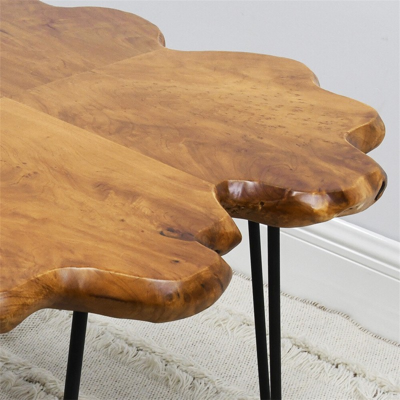 Greenage Natural Cedar Root Live Edge Coffee Table with Hairpin Legs Heavy Thick gallery