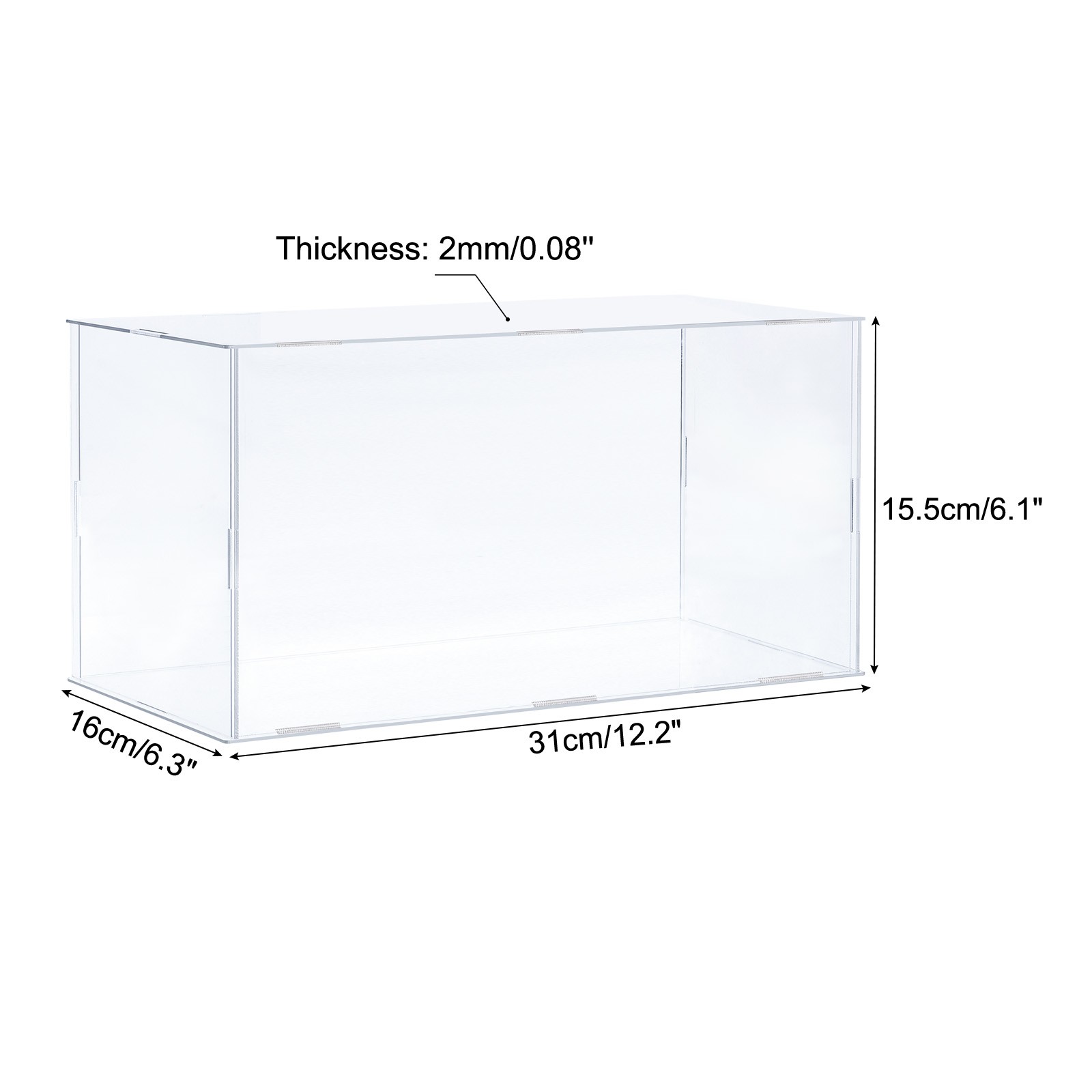 Acrylic Display Case Plastic Box Cube Storage Box Transparent 31x16x15.5cm gallery