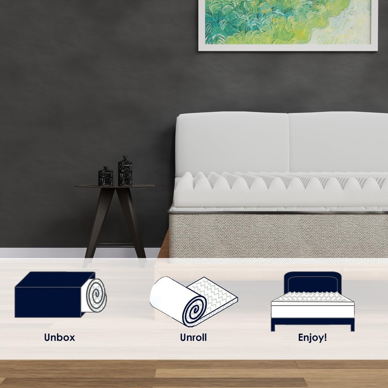 , 3-Inch Convoluted High Density Foam Mattress Topper, CertiPUR-US Certified ... gallery