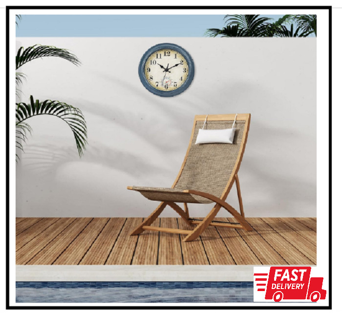 Outdoor Clocks Waterproof with Thermometer Combo Rustic Coastal Beach Wall Clock gallery