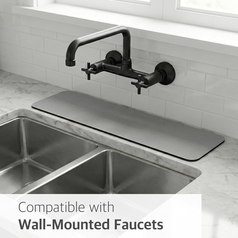 Customizable Faucet Mat Kitchen Sink 30"L x 5.5"W DIY Cuttable Bathroom Counter gallery