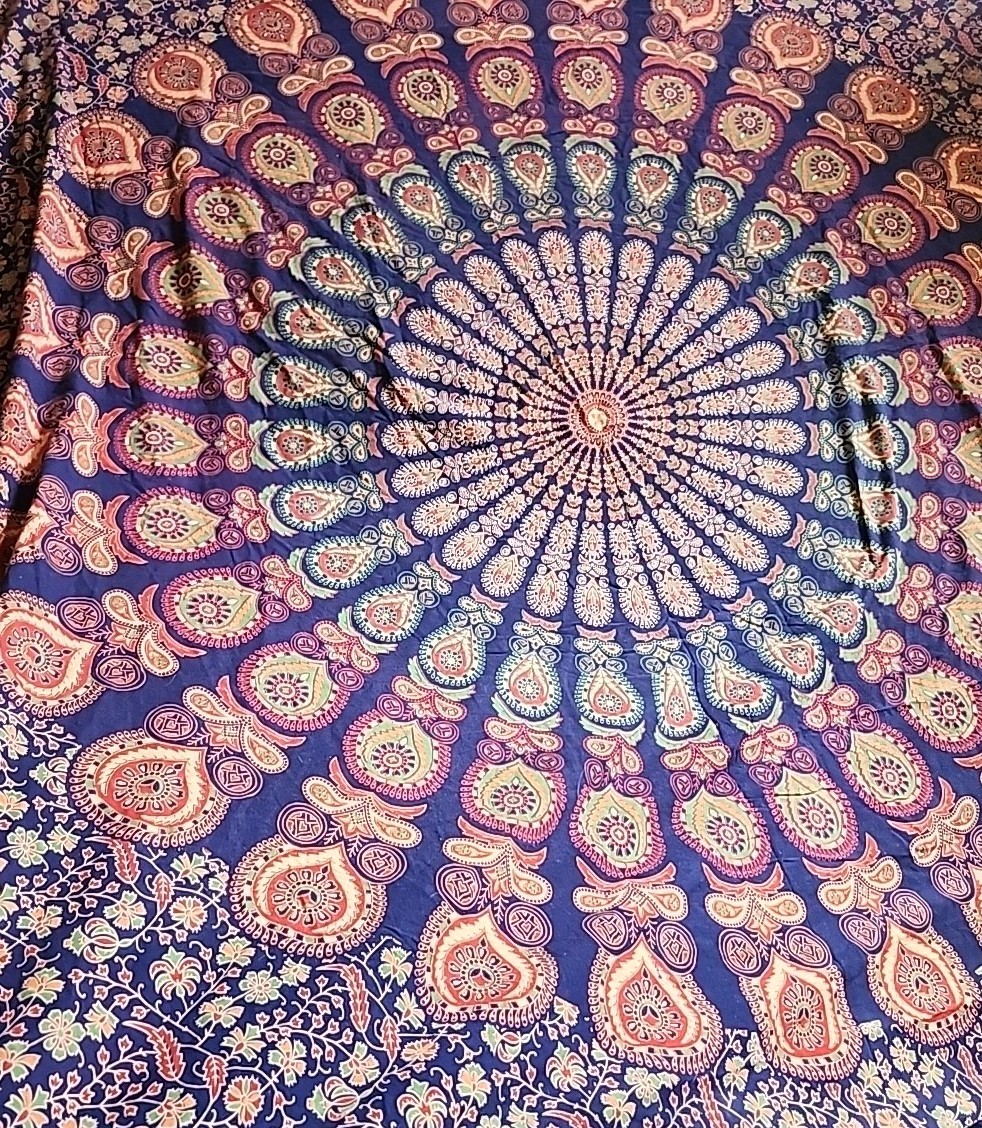 Wall Tapestry Made In India Mandala Floral 79x77" gallery