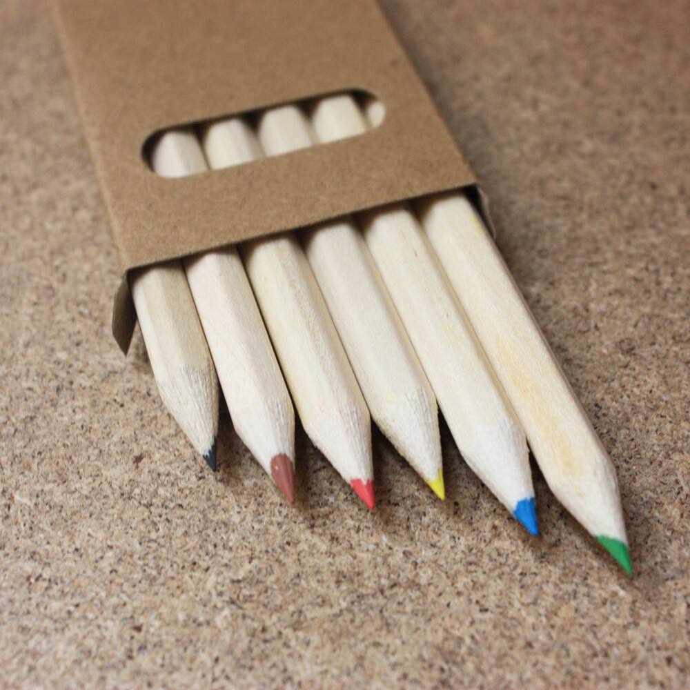 6 Half Length Colouring Pencils in a Cardboard Box, Party Bag Fillers or Prizes gallery