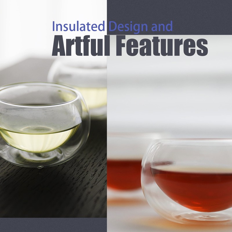 2.7oz. 80ml Tea Cups Double Wall Borosilicate Glass Tea Cups Espresso Cups He... gallery