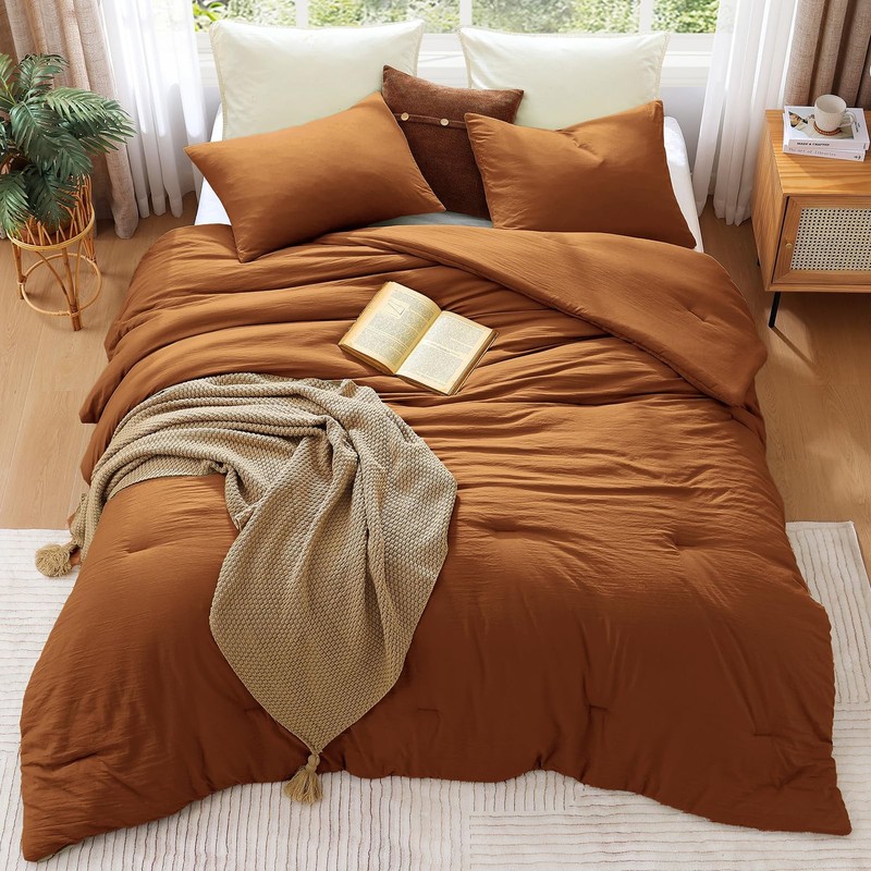 Burnt Orange Comforter Full Size, 3 Piece Soft Microfiber Full Size Comforter Se gallery