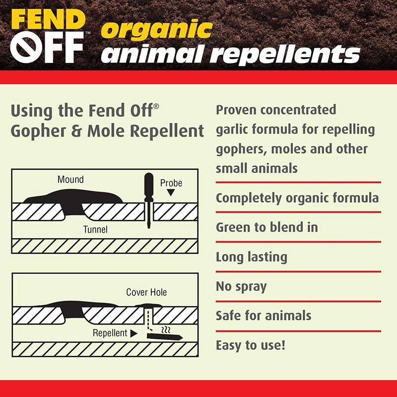 FEND OFF Mole Gopher Repellent Garlic Tube 12pk Humane Garden Plant Pest Control gallery