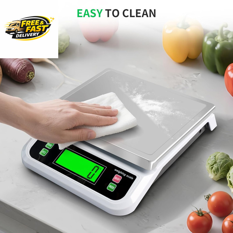 Large Digital Kitchen Scale 40Kg/88Lbs Commercial Food Scale with Tare and PCS gallery