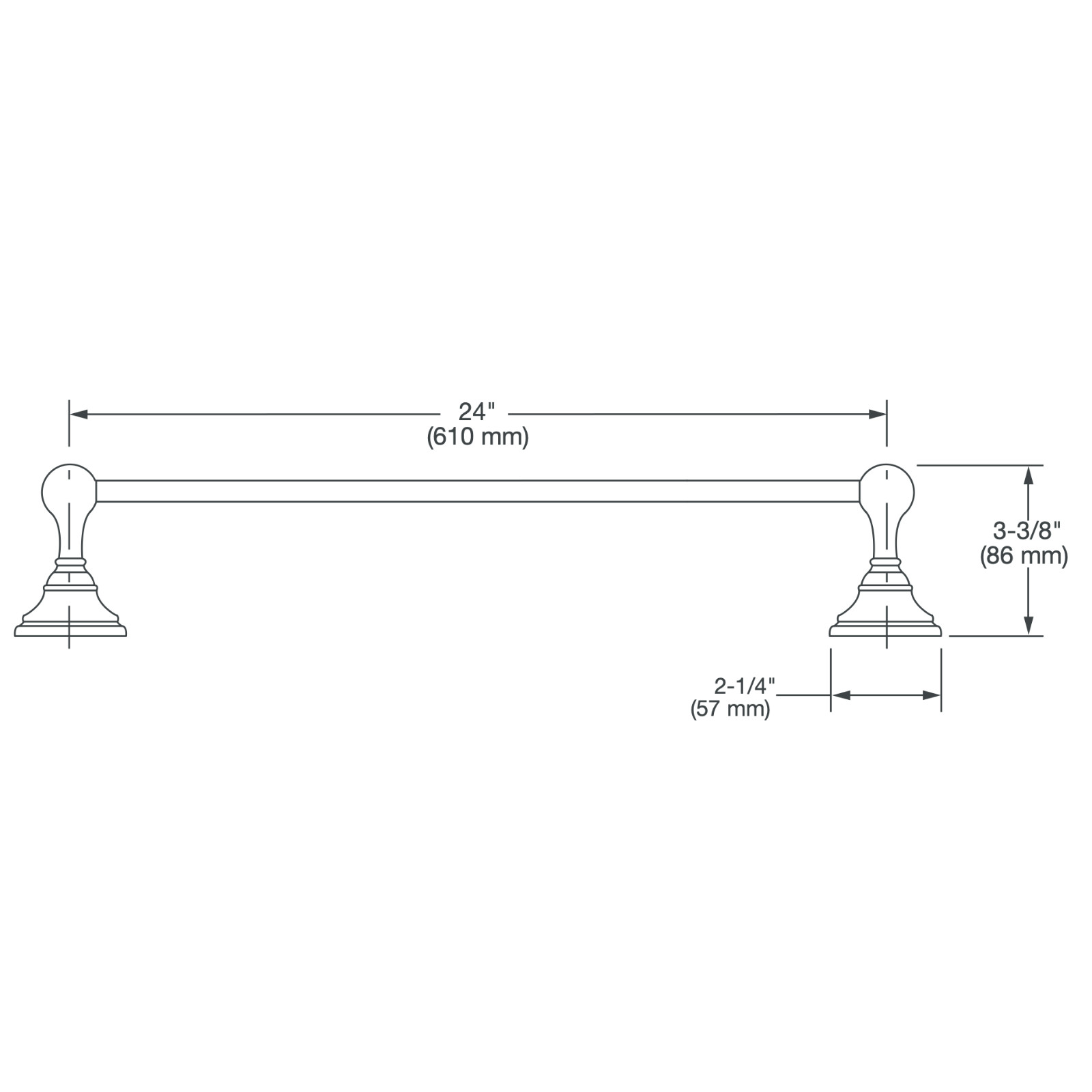 DXV Randall American Standard 24" in. Solid Metal Towel Bar Brass/Nickel/Chrome gallery