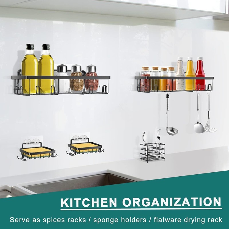 5 Pack/Set Shower Caddy Adhesive Shower Organizer for Bathroom Storage & Kitchen gallery