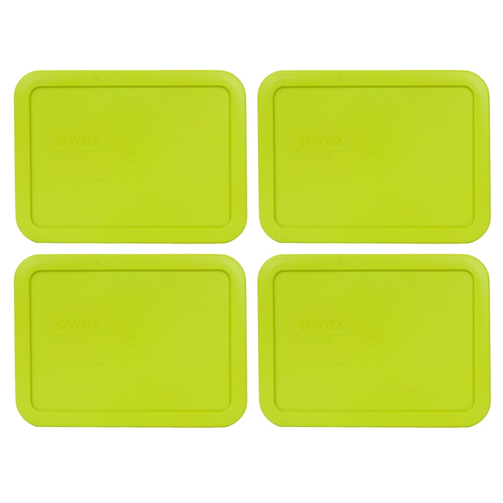 Pyrex 7210-PC Rectangle 3 Cup Storage Lid Cover Edamame Green 4PK for Glass Dish